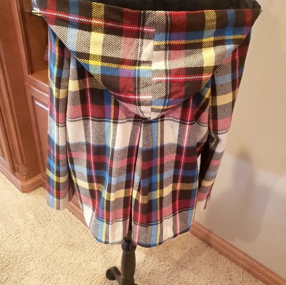 Flying Tomato Multicolor Plaid Pea Coat - Picture 3 of 6